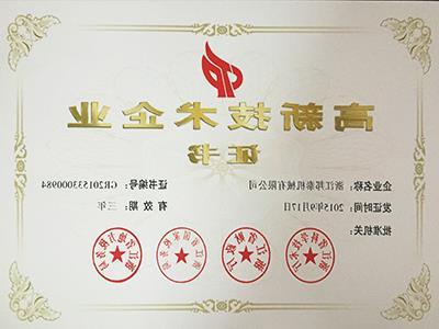 2015 Bontai High Enterprise Certificate